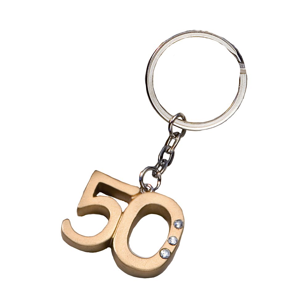 50th Anniversary Key Ring Favors - Famous Favors